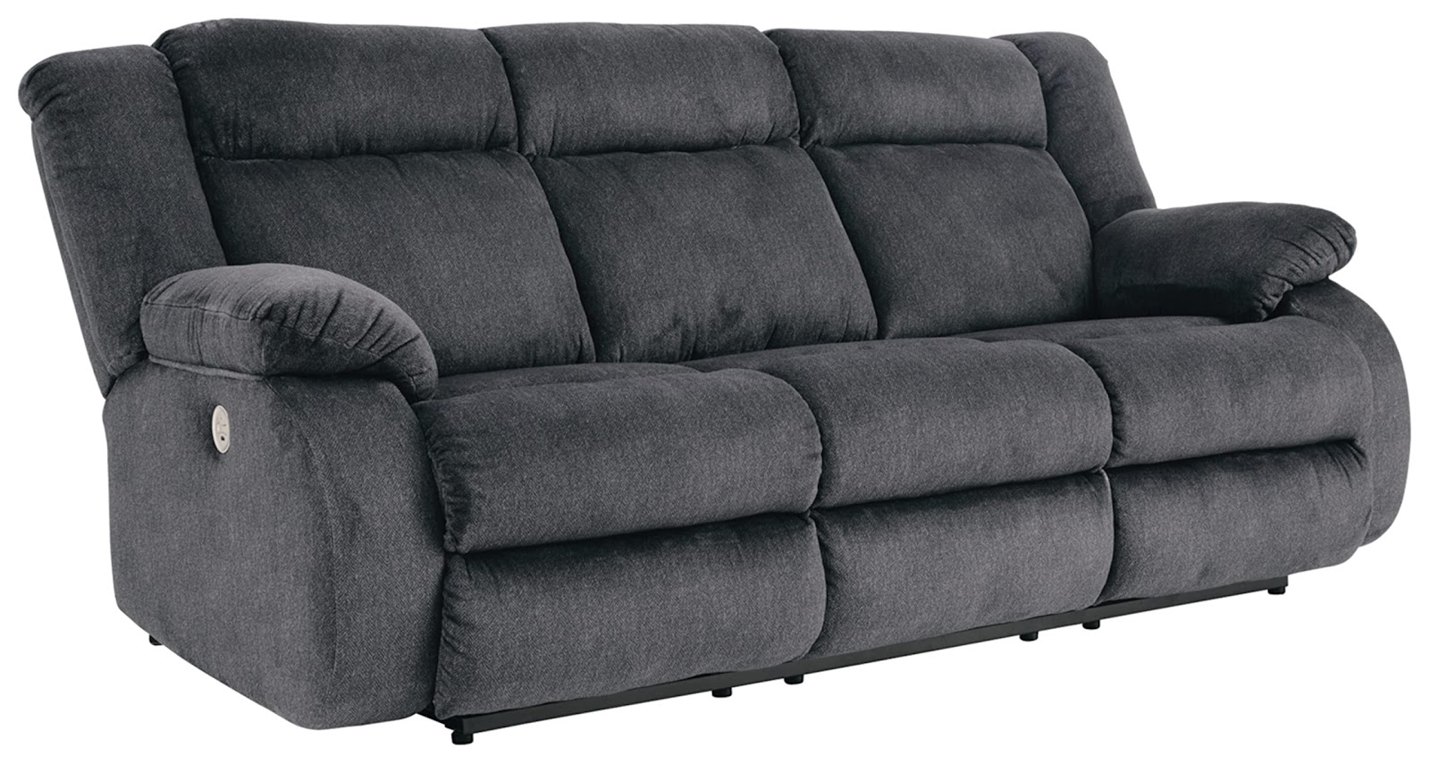 Signature Design by Ashley Burkner Faux Velvet Reclining Power Sofa, Dark Gray